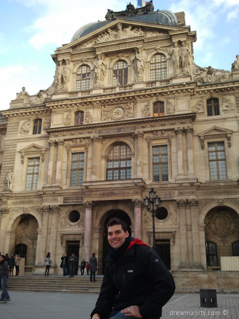 Sitting outside the Louvre 