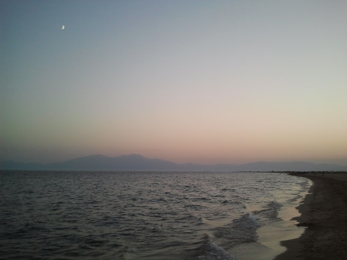 Potamos beach at sunset Epanomi, Greece.